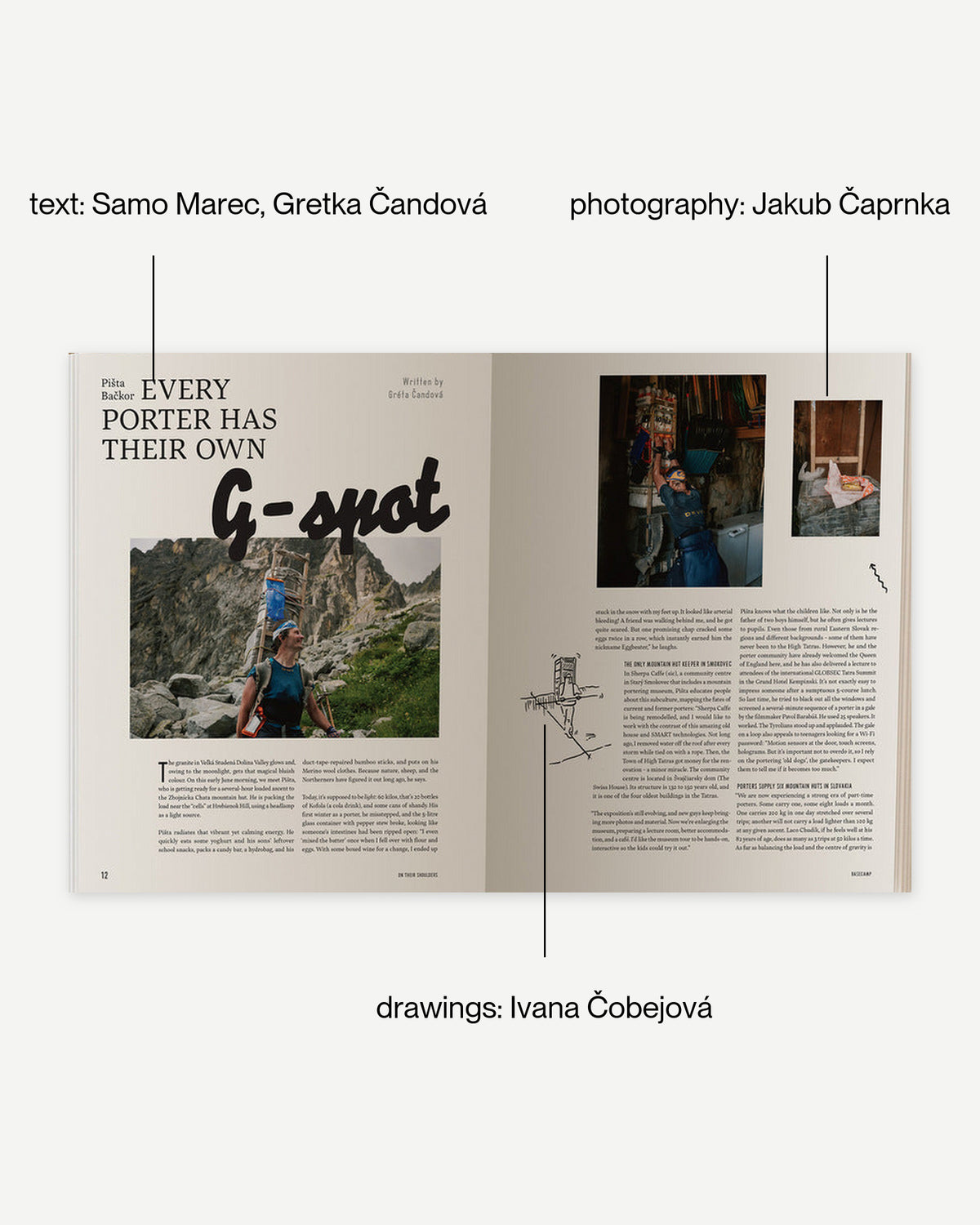 On Their Shoulders: A Book about Those Who Carry a Somewhat Heavier Load – sample spread with credits